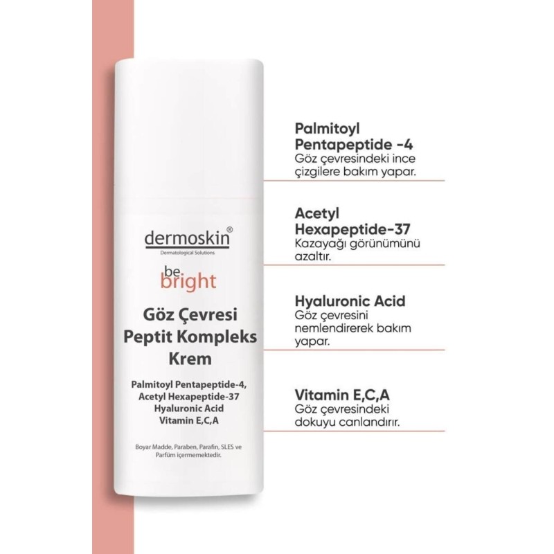 Dermoskin Be Bright Göz Çevresi Peptit Kompleks Krem 15 ml Dermoskin Be Bright Göz Çevresi Peptit Kompleks Krem 15 ml