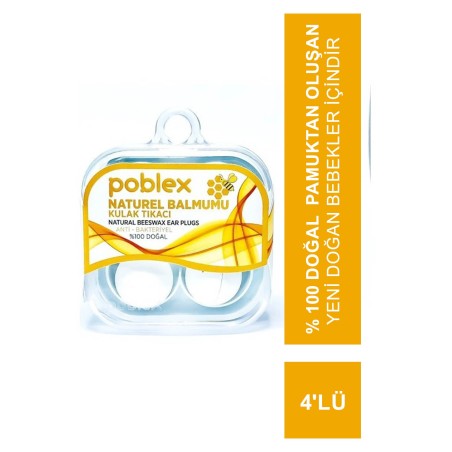 Poblex Naturel Balmumu Kulak Tıkacı - Kulak Koruyucu Tıpası 4'lü