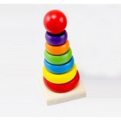 Pharma Toys Colorful Wooden Rainbow Tower Organik Oyuncak