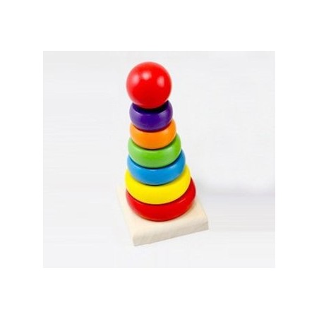 Pharma Toys Colorful Wooden Rainbow Tower Organik Oyuncak