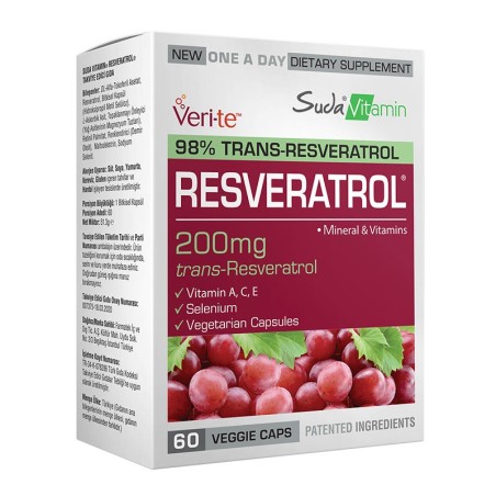 Suda Vitamins Resveratrol 200 mg 60 Vegi Kapsül