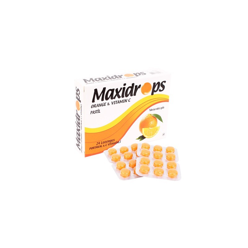 Maxidrops Pastil Portakal ve C Vitamini 24'lü