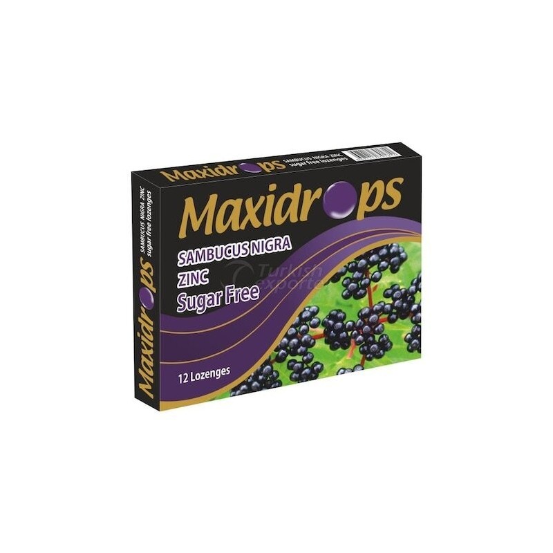 Maxidrops Sambucus Karamürver & Çinko 12 Pastil