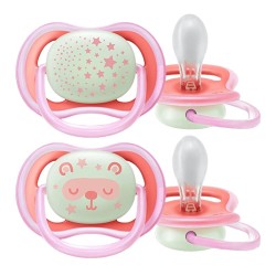 Philips Avent Ultra Air Night 6-18 Ay 2'li Emzik -  Kız ( SCF376/22 )