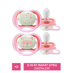 Philips Avent Ultra Air Night 6-18 Ay 2'li Emzik -  Kız ( SCF376/22 )