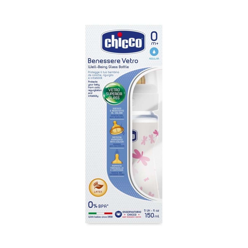 Chicco Benessere Vetro Cam Biberon Kauçuk Emzikli 150 ml - Pembe