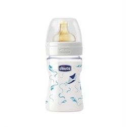 Chicco Benessere Vetro Cam Biberon Kauçuk Emzikli 150 ml - Mavi