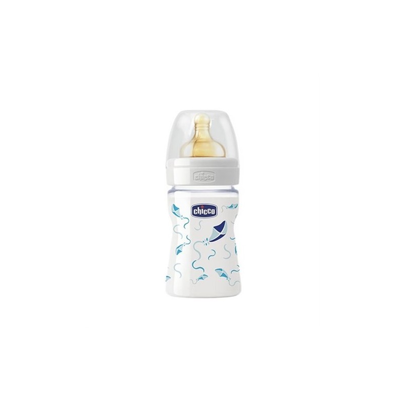 Chicco Benessere Vetro Cam Biberon Kauçuk Emzikli 150 ml - Mavi