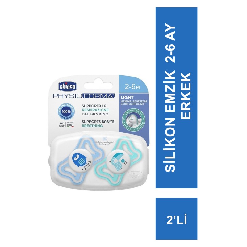 Chicco PhysioForma Light Silikon Emzik 2li 2-6 Ay Erkek
