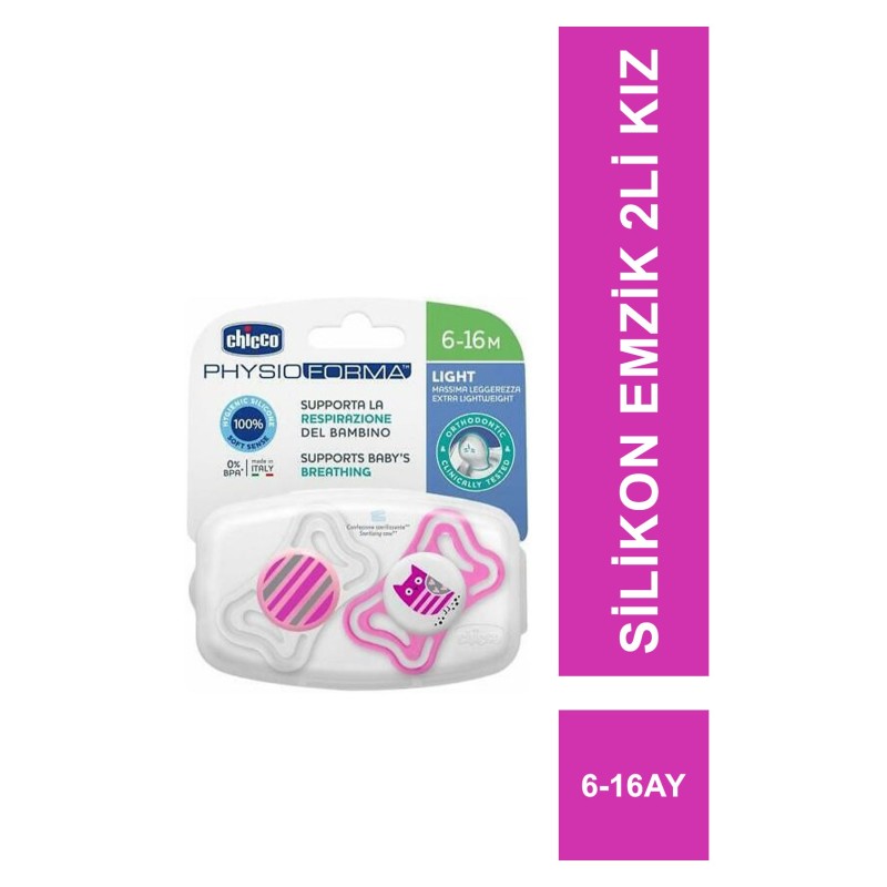 Chicco PhysioForma Light Silikon Emzik 2li 6-16 Ay Kız