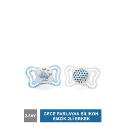 Chicco PhysioForma Light Gece Parlayan Silikon Emzik 2li 2-6 Ay Erkek