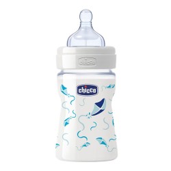 Chicco Wellbeing Cam Biberon Silikon Emzikli 150 ml - Mavi