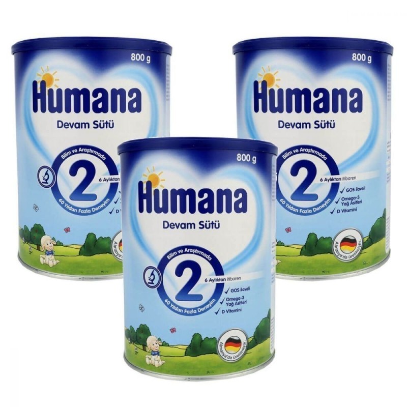 Humana Devam Sütü 2 800 gr (3lü Avantaj Paketi) Humana Devam Sütü 2 800 gr (3lü Avantaj Paketi)