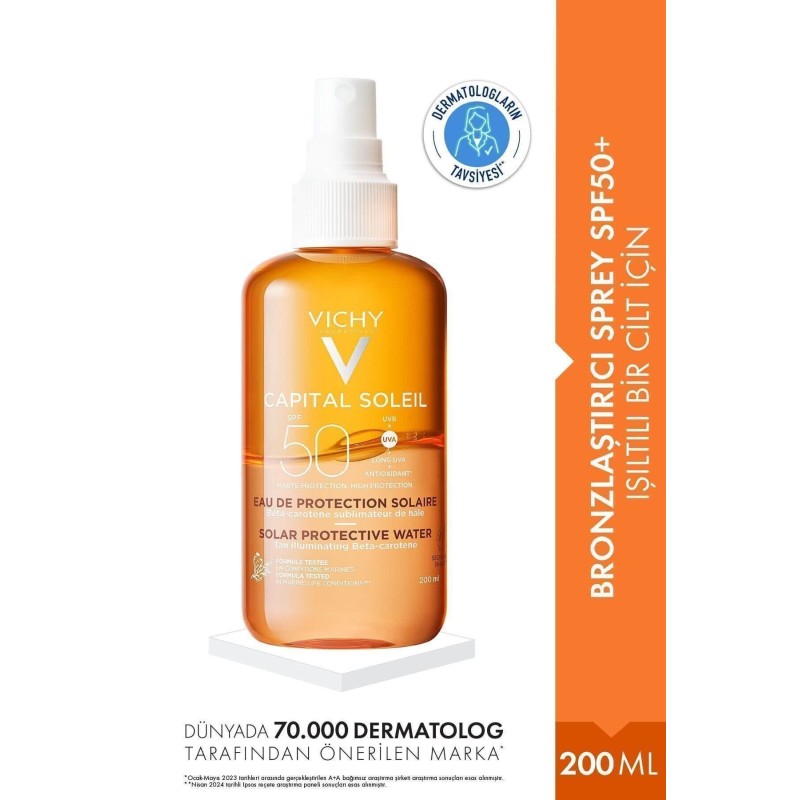 Vichy Capital Soleil SPF 50 Solar Protective Water Bronzlaştırıcı Güneş Koruyucu Sprey 200 ml