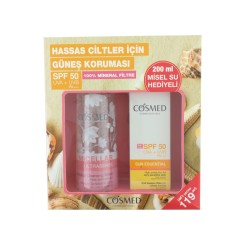 Cosmed Sun Essential SPF 50+ Çok Hassas Ciltler İçin Güneş Kremi 50 ml + Micellar Ultrasense Makyaj Temizleme Suyu 200 ml