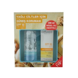 Cosmed Sun Essential SPF 50+ Yağlı Cilt İçin Güneş Kremi 50 ml + Complete Benefit Makyaj Temizleme Suyu 200 ml