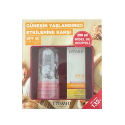 Cosmed Sun Essential SPF50+Revolutıon Yaşlanma Karşıtı Güneş Kremi 50 ML + Ultrasense Makyaj Temizleme Suyu 200 ml