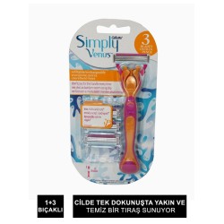 Gillette Venus Simply Kadın Tıraş Makinesi ve 3 Yedek Tıraş Bıçağı