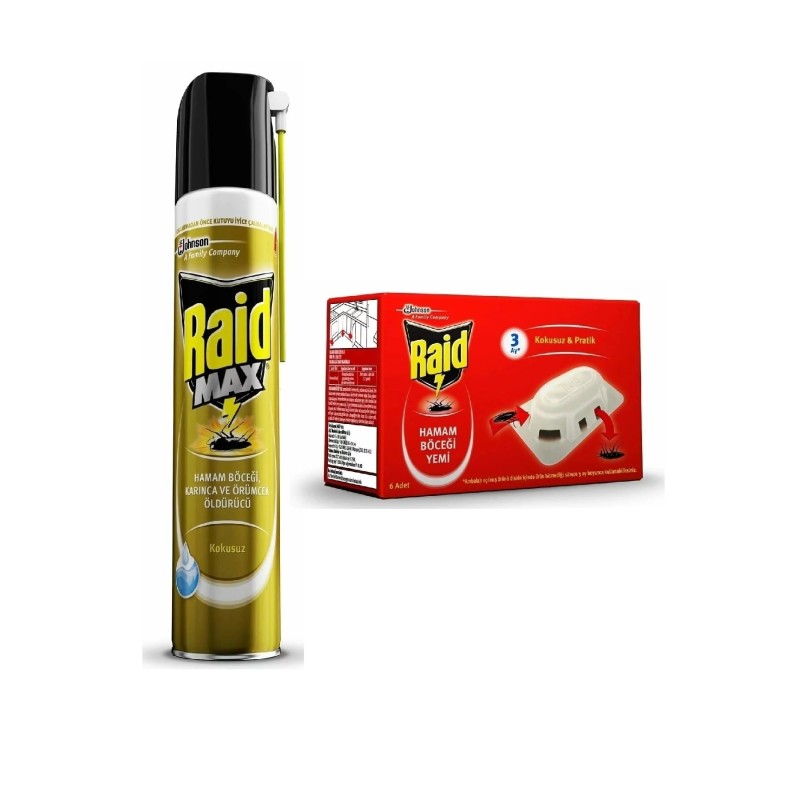 Raid Böceksavar Max 300 ml + Hamam Böceği Yemi Raid Böceksavar Max 300 ml + Hamam Böceği Yemi