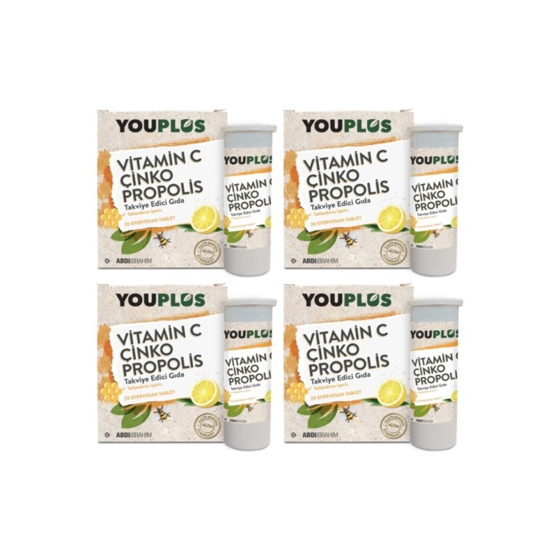 Youplus Vitamin C Çinko Propolis 20 Efervesan Tablet X 4 ADET
