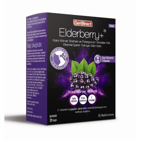 Get Direct Elderberry Kara Mürver Aromalı Takviye Edici Gıda 20 Saşe
