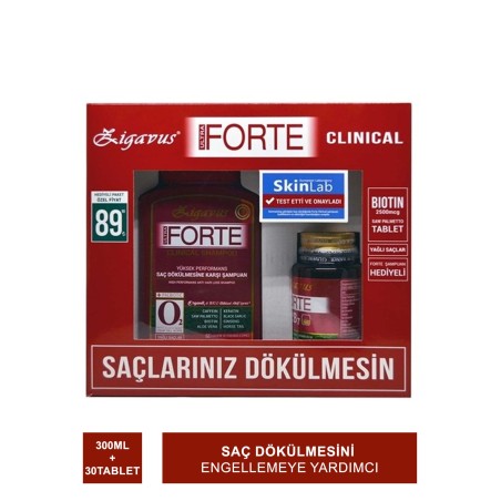 Zigavus Forte Clinical Şampuan Yağlı Saçlar  300 ml - Biotin&Saw Palmetto 30 Tablet Set