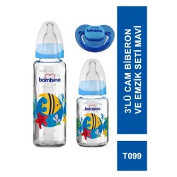 Bambino 3'lü Cam Biberon ve Emzik Seti - T099 -