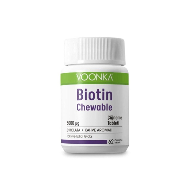 Voonka Biotin Chewable Takviye Edici Gıda 5000 mg 62 Tablet Voonka Biotin Chewable Takviye Edici Gıda 5000 mg 62 Tablet