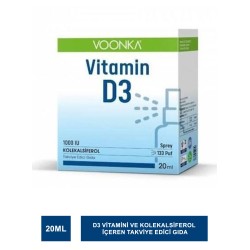 Voonka Vitamin D3 1000 IU Takviye Edici Gıda Sprey 20 ml