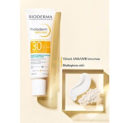 Bioderma Photoderm SPF 30 AKN Mat Yağlı, Akneli Cilt için Sivilce Karşıtı Matlaştırıcı Güneş Kremi 40 ml