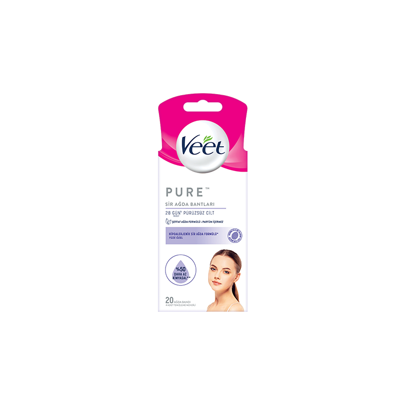 Veet Pure Hipoalerjenik Yüze Özel Sir Ağda Bantları 20'li Veet Pure Hipoalerjenik Yüze Özel Sir Ağda Bantları 20'li