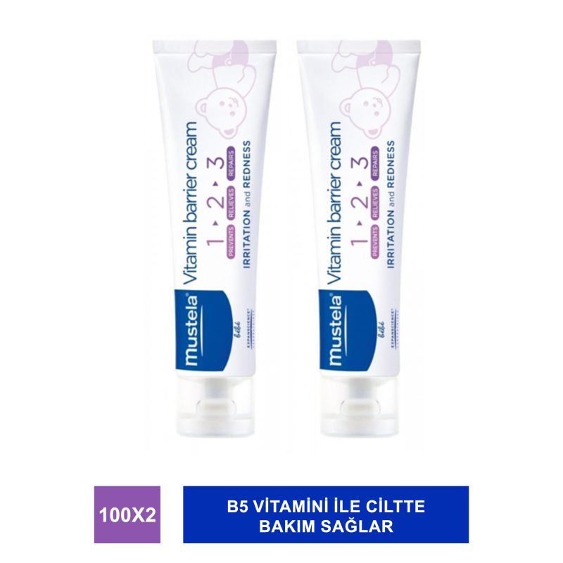 Mustela Vitamin Barrier 1-2-3 100 ml Pişik Kremi x 2 Adet