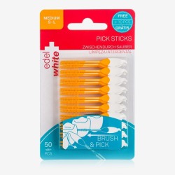 Edel White Pick Sticks Fırçalı Kürdan ( Medium ) 50 Adet