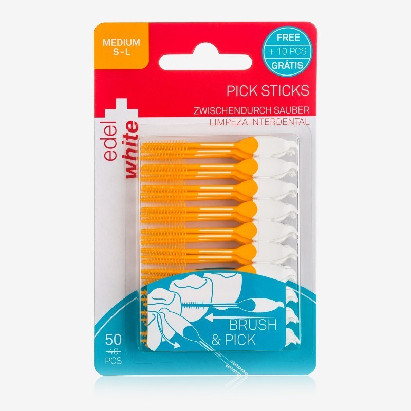 Edel White Pick Sticks Fırçalı Kürdan ( Medium ) 50 Adet