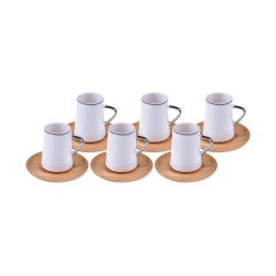 Cappu - 6 Kişilik Kahve Fincan Takımı Gümüş Yaldızlı