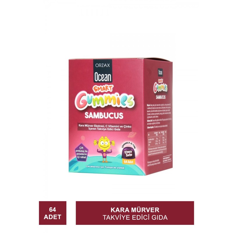 Ocean Smart Gummies Sambucus Takviye Edici Gıda 64 Adet (S.K.T 08-2024) Ocean Smart Gummies Sambucus Takviye Edici Gıda 64 Adet (S.K.T 08-2024)