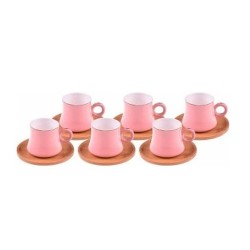 Bambum Harem - 6 Kişilik Kahve Fincan Takımı Pembe