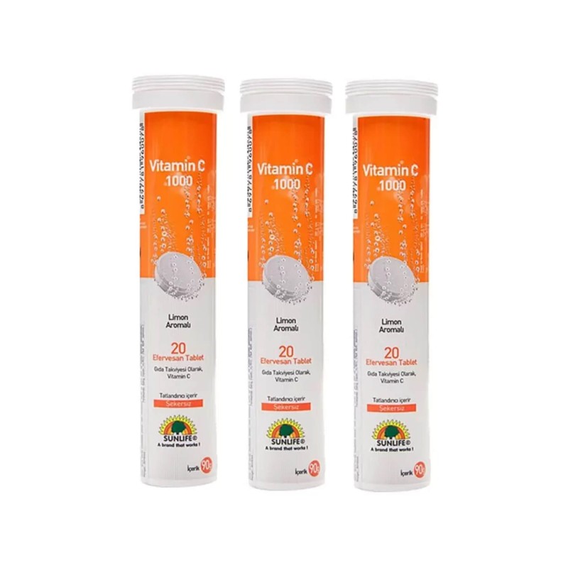 Sunlife Vitamin C 1000mg Efervesan 20 Tablet * 3 Adet Sunlife Vitamin C 1000mg Efervesan 20 Tablet * 3 Adet