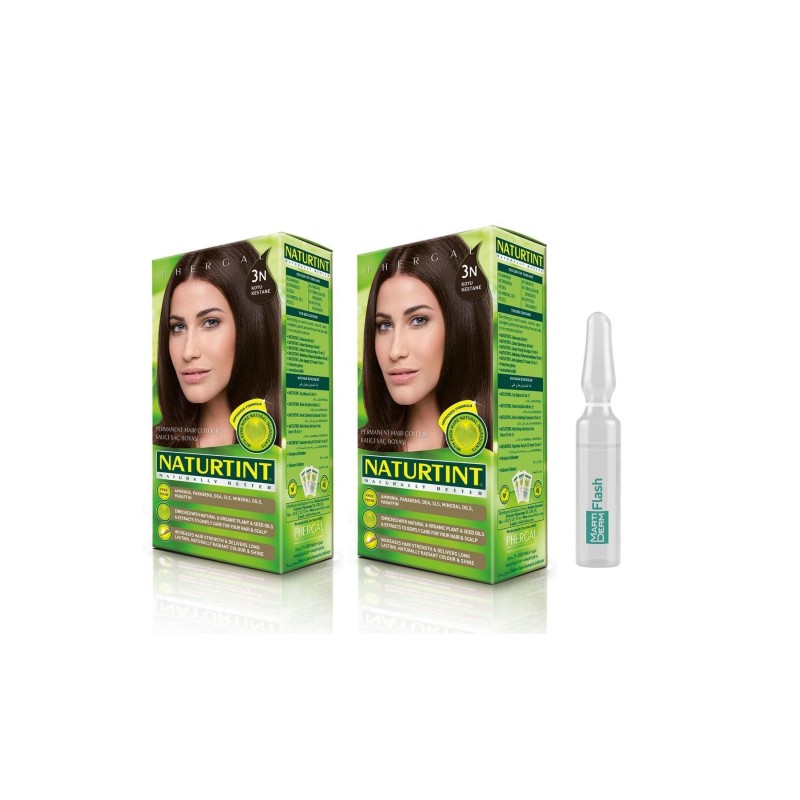 Naturtint 2'li Set 3n Koyu Kestane Saç Boyası Alana MartıDerm The Originals Flash 1 Ampul Hediye