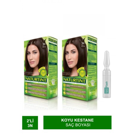 Naturtint 2'li Set 3n Koyu Kestane Saç Boyası Alana MartıDerm The Originals Flash 1 Ampul Hediye