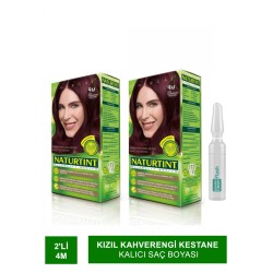 NATURTINT 2'li Set 4 Kızıl Kahverengi Kestane Kalıcı Saç Boyası Martiderm Flash Ampül