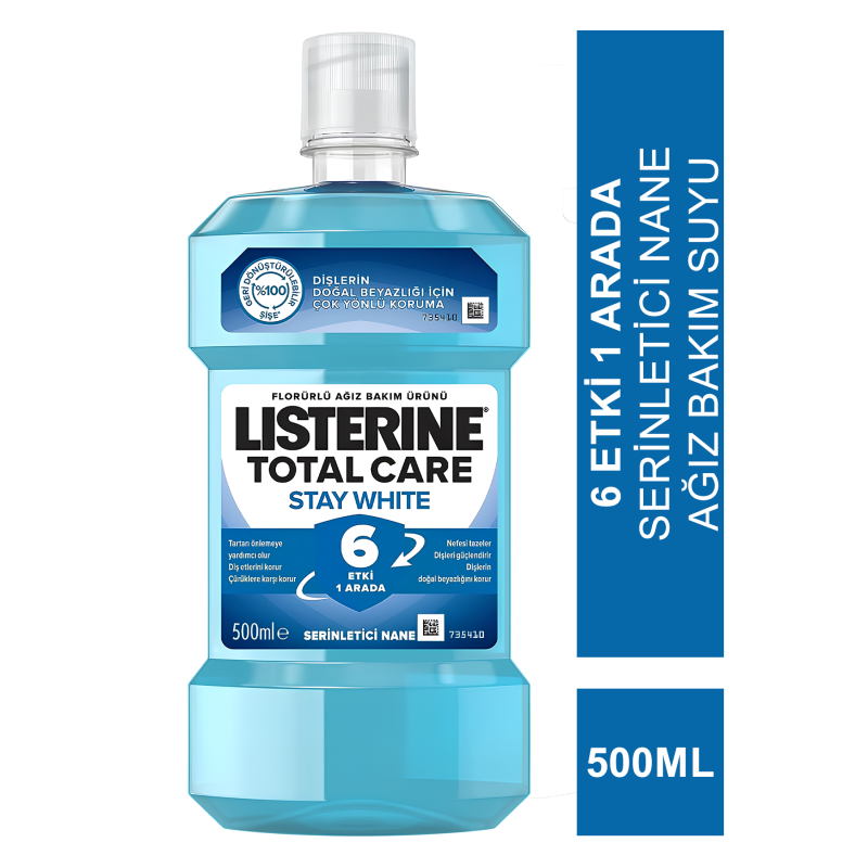 Listerine Total Care Stay White Ağız Gargarası 500 ml - Serinletici Nane Listerine Total Care Stay White Ağız Gargarası 500 ml - Serinletici Nane