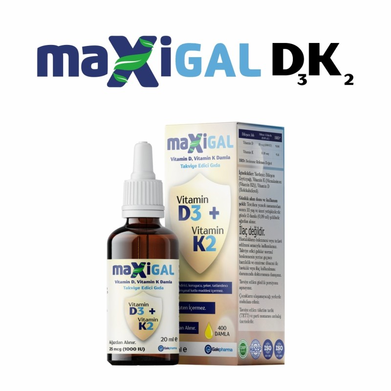 Maxigal D3 + K2 Takviye Edici Gıda 20 ml Maxigal D3 + K2 Takviye Edici Gıda 20 ml