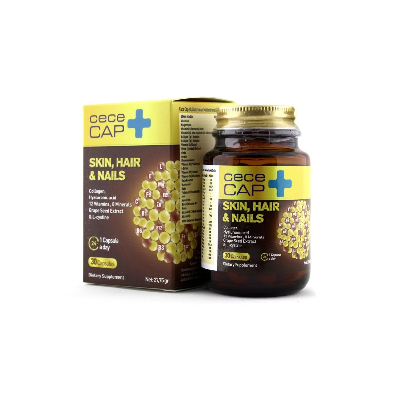 CeceCap Skin , Hair & Nails ( Cilt , Saç & Tırnak ) Takviye Edici Gıda 30 Kapsül CeceCap Skin , Hair & Nails ( Cilt , Saç & Tırnak ) Takviye Edici Gıda 30 Kapsül