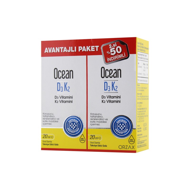 Ocean D3K2 Damla 20ml x 2 Adet ( Avantajlı Paket )