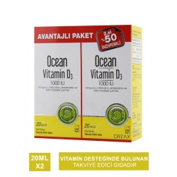 Ocean Vitamin D3 1000 IU 20 ml Sprey x 2 Adet  Avantajlı Paket
