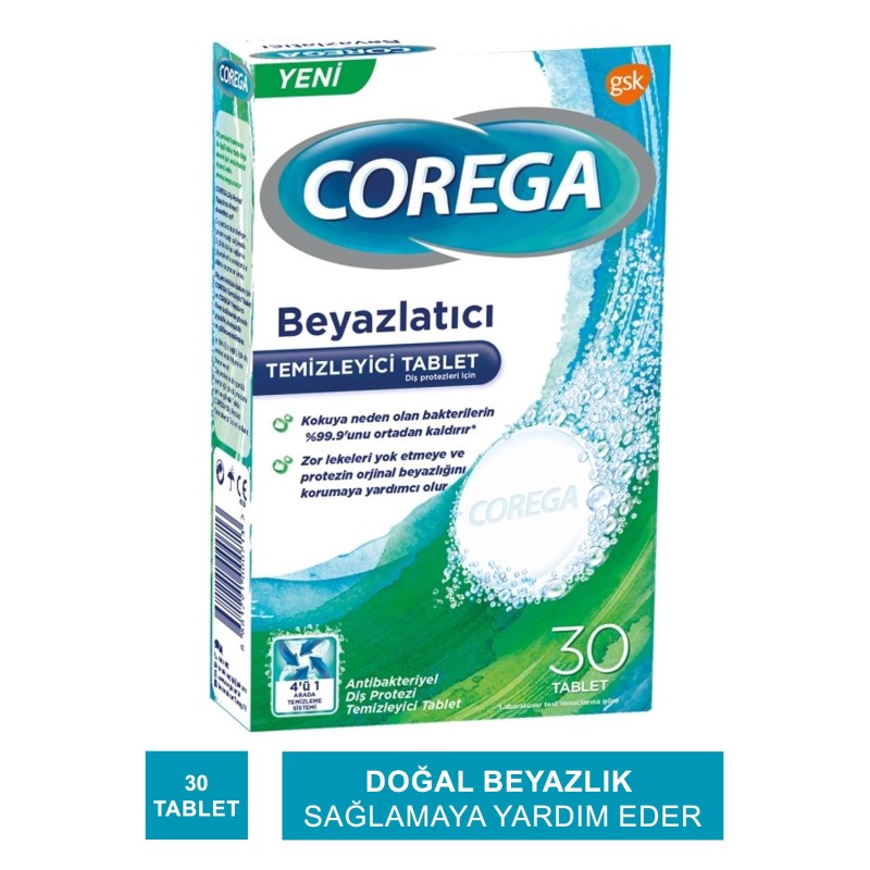 Corega Diş Protezi Beyazlatıcı Temizleyici 30 Tablet