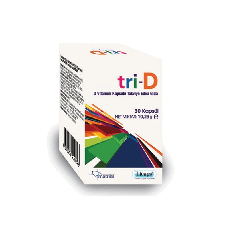 Tri-D D Vitamini Kapsülü Takviye Edici Gıda 30 Kapsül