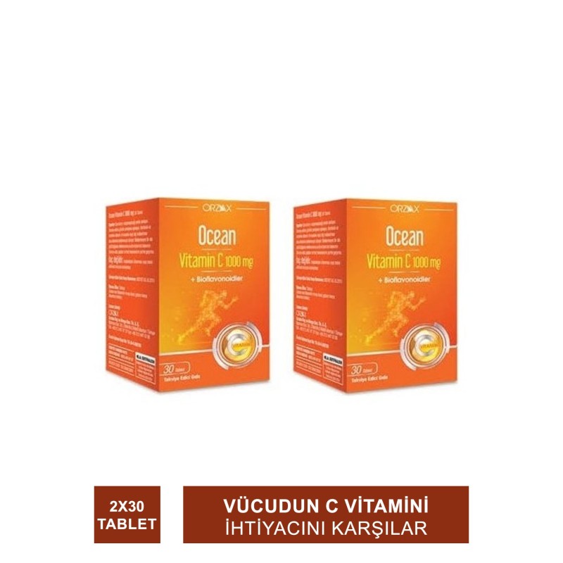 Ocean Vitamin C 1000 mg 30 Tablet x 2 Adet (S.K.T 09-2023)