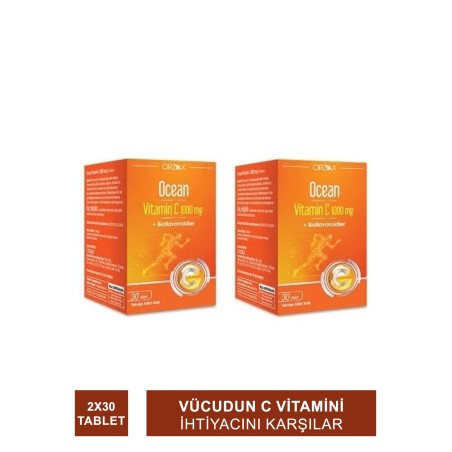 Ocean Vitamin C 1000 mg 30 Tablet x 2 Adet (S.K.T 09-2023)